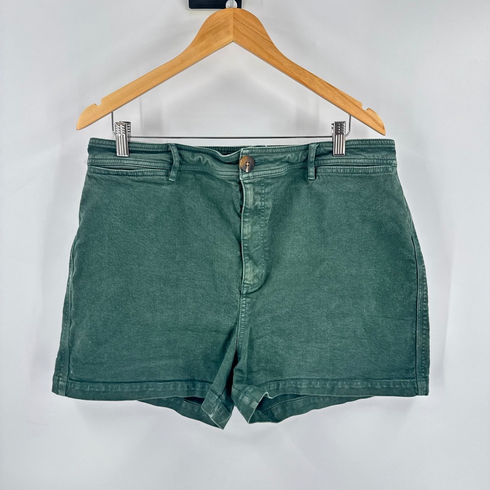 LOFT Dark Green Denim Shorts 14 Summer Casual Utility Stretch Hiking Gorpcore